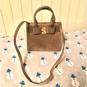 Salvatore Ferragamo Vera Suede Leather 2way Crossbody Handbag